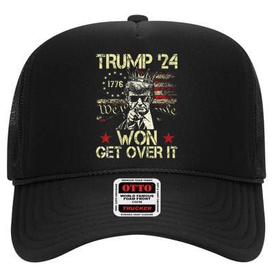 Trump Won Get Over It 2024 High Crown Mesh Back Trucker Hat