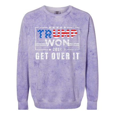 Trump Won Get Over It 2024 Election Trump Wins 2024 Colorblast Crewneck Sweatshirt