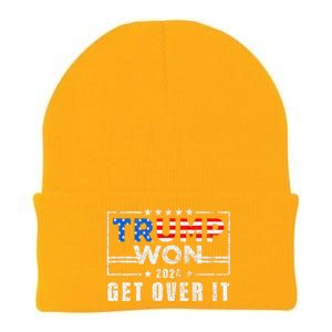 Trump Won Get Over It 2024 Election Trump Wins 2024 Knit Cap Winter Beanie