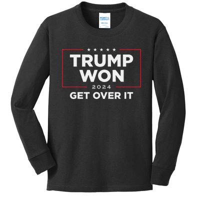 Trump Won Get Over It 2024 Gift Kids Long Sleeve Shirt