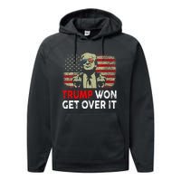 Trump Won Get Over It Patriotic Pro Trump Anti Kamala Funny Performance Fleece Hoodie