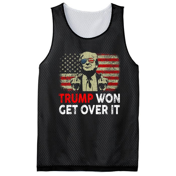 Trump Won Get Over It Patriotic Pro Trump Anti Kamala Funny Mesh Reversible Basketball Jersey Tank