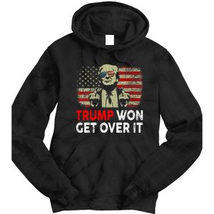 Trump Won Get Over It Patriotic Pro Trump Anti Kamala Funny Tie Dye Hoodie