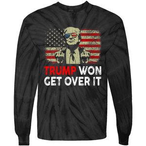 Trump Won Get Over It Patriotic Pro Trump Anti Kamala Funny Tie-Dye Long Sleeve Shirt