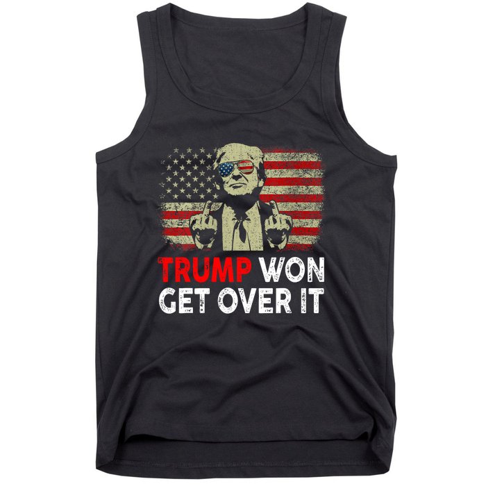 Trump Won Get Over It Patriotic Pro Trump Anti Kamala Funny Tank Top