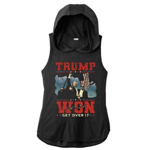 Trump Won Get Over It 2024 Trump Victory Celebrate The Win Ladies PosiCharge Tri-Blend Wicking Draft Hoodie Tank