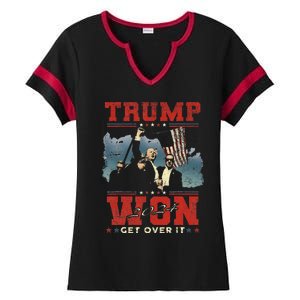 Trump Won Get Over It 2024 Trump Victory Celebrate The Win Ladies Halftime Notch Neck Tee