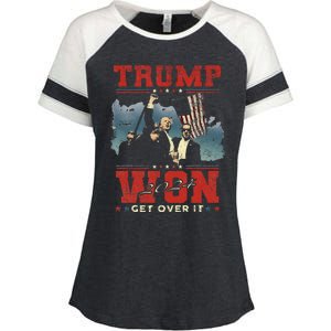 Trump Won Get Over It 2024 Trump Victory Celebrate The Win Enza Ladies Jersey Colorblock Tee