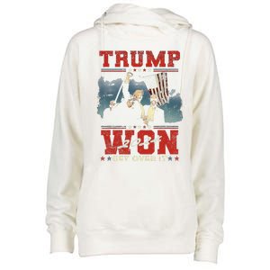 Trump Won Get Over It 2024 Trump Victory Celebrate The Win Womens Funnel Neck Pullover Hood