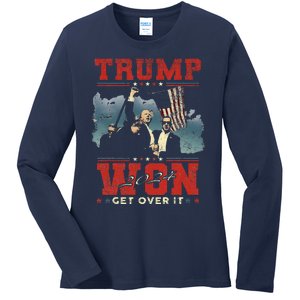 Trump Won Get Over It 2024 Trump Victory Celebrate The Win Ladies Long Sleeve Shirt