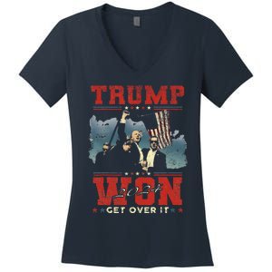 Trump Won Get Over It 2024 Trump Victory Celebrate The Win Women's V-Neck T-Shirt