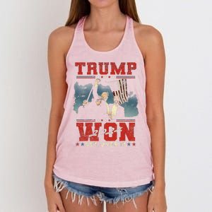 Trump Won Get Over It 2024 Trump Victory Celebrate The Win Women's Knotted Racerback Tank