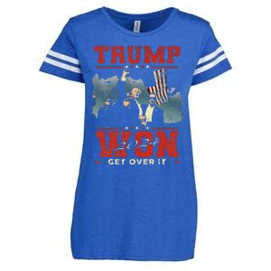 Trump Won Get Over It 2024 Trump Victory Celebrate The Win Enza Ladies Jersey Football T-Shirt