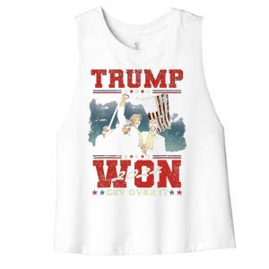 Trump Won Get Over It 2024 Trump Victory Celebrate The Win Women's Racerback Cropped Tank