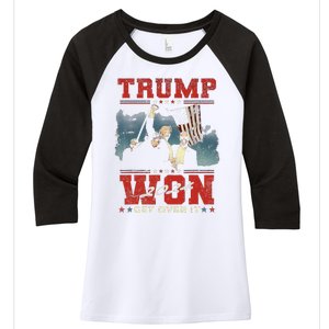 Trump Won Get Over It 2024 Trump Victory Celebrate The Win Women's Tri-Blend 3/4-Sleeve Raglan Shirt