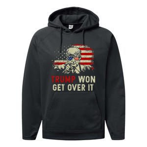 Trump Won Get Over It Patriotic Pro Trump Anti Kamala Performance Fleece Hoodie