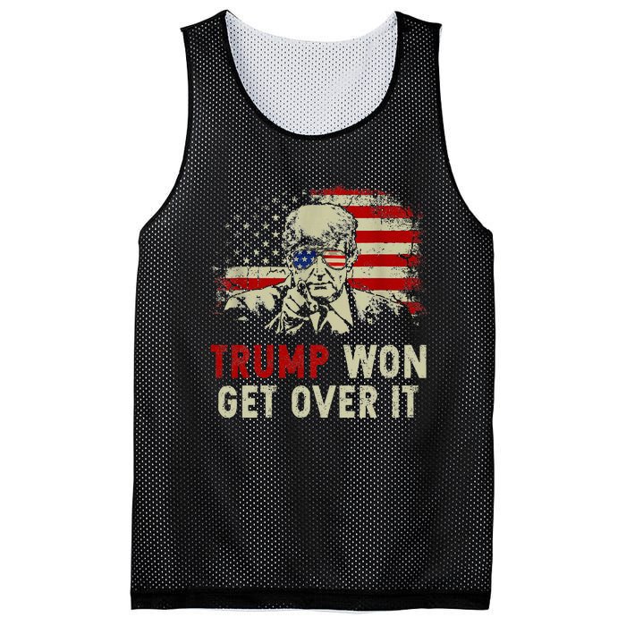 Trump Won Get Over It Patriotic Pro Trump Anti Kamala Mesh Reversible Basketball Jersey Tank