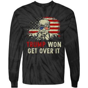 Trump Won Get Over It Patriotic Pro Trump Anti Kamala Tie-Dye Long Sleeve Shirt