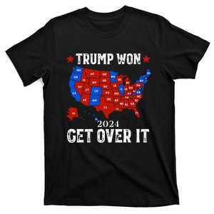 Trump Won Get Over It 2024 Election 47th President Us Map T-Shirt