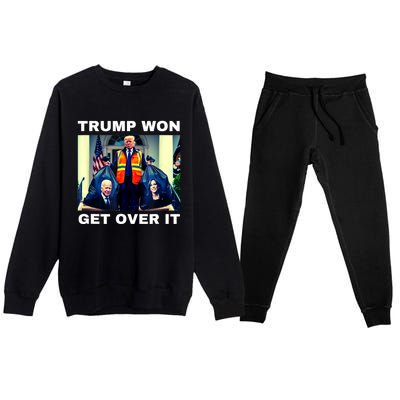 Trump Won Get Over It Maga Won Election 2024 Premium Crewneck Sweatsuit Set