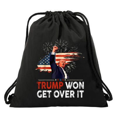 Trump Won Get Over It 2024 Donald Trump Won 2024 Drawstring Bag