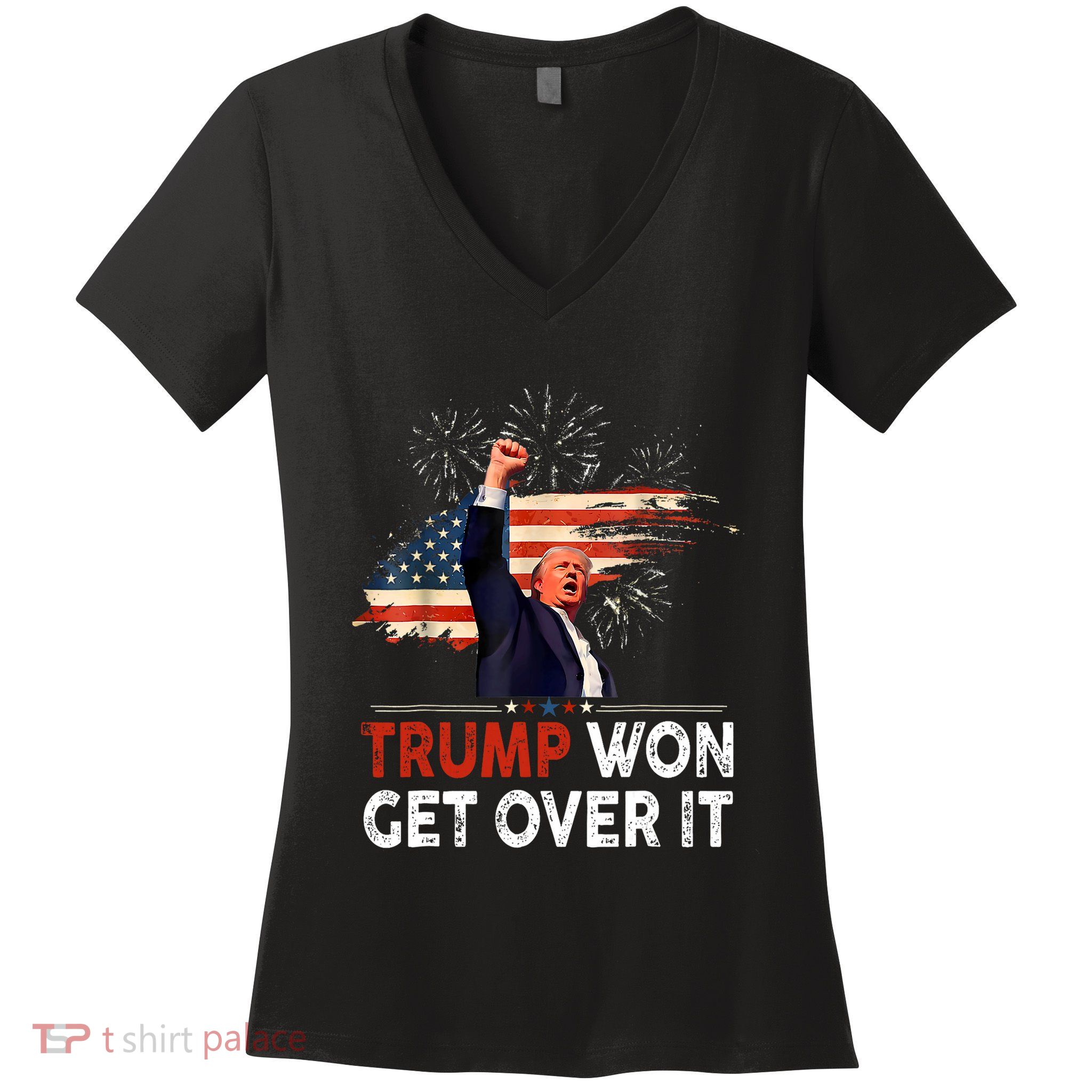 Trump Won Get Over It 2024 Donald Trump Won 2024 Women's V-Neck T-Shirt