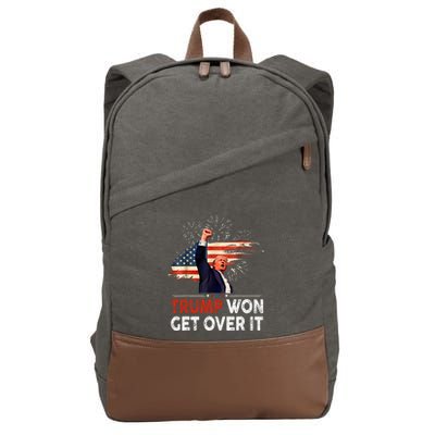 Trump Won Get Over It 2024 Donald Trump Won 2024 Cotton Canvas Backpack