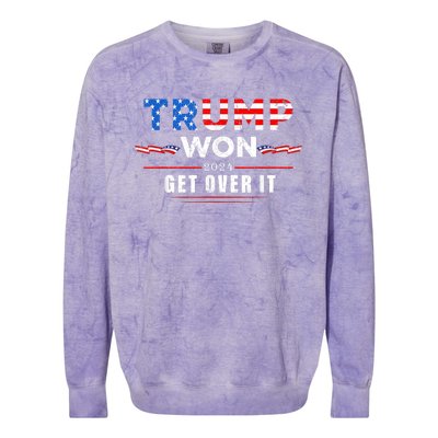 Trump Won Get Over It 2024 Colorblast Crewneck Sweatshirt