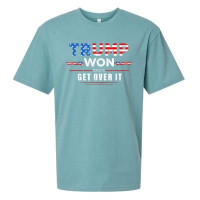 Trump Won Get Over It 2024 Sueded Cloud Jersey T-Shirt