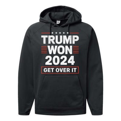 Trump Won Get Over It 2024 Performance Fleece Hoodie