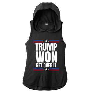 Trump Won Get Over It Patriotic Pro Trump Anti Kamala Funny Ladies PosiCharge Tri-Blend Wicking Draft Hoodie Tank