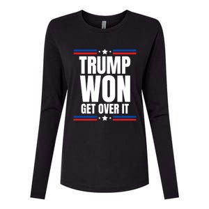 Trump Won Get Over It Patriotic Pro Trump Anti Kamala Funny Womens Cotton Relaxed Long Sleeve T-Shirt