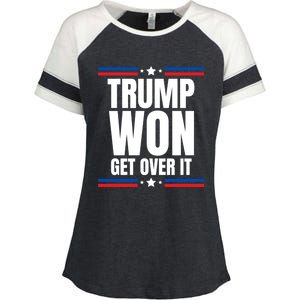 Trump Won Get Over It Patriotic Pro Trump Anti Kamala Funny Enza Ladies Jersey Colorblock Tee