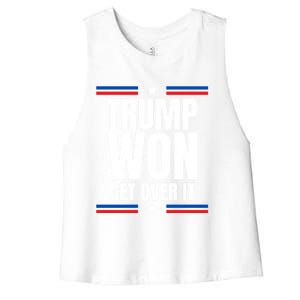 Trump Won Get Over It Patriotic Pro Trump Anti Kamala Funny Women's Racerback Cropped Tank