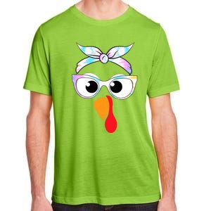 Turkey With Glasses Tie Dye Thanksgiving Turkey Face Gift Adult ChromaSoft Performance T-Shirt