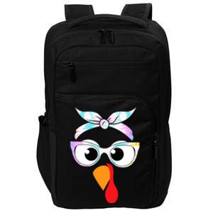 Turkey With Glasses Tie Dye Thanksgiving Turkey Face Gift Impact Tech Backpack