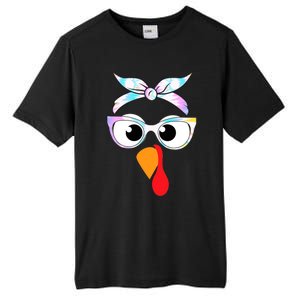 Turkey With Glasses Tie Dye Thanksgiving Turkey Face Gift Tall Fusion ChromaSoft Performance T-Shirt