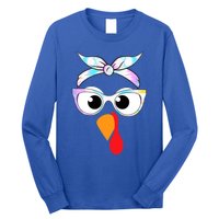 Turkey With Glasses Tie Dye Thanksgiving Turkey Face Gift Long Sleeve Shirt