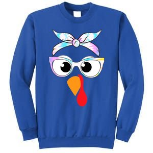 Turkey With Glasses Tie Dye Thanksgiving Turkey Face Gift Sweatshirt