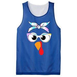 Turkey With Glasses Tie Dye Thanksgiving Turkey Face Gift Mesh Reversible Basketball Jersey Tank