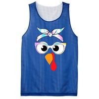 Turkey With Glasses Tie Dye Thanksgiving Turkey Face Gift Mesh Reversible Basketball Jersey Tank