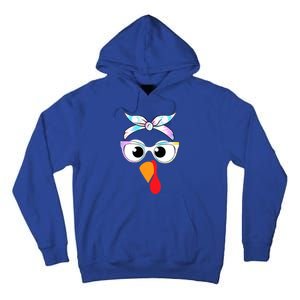 Turkey With Glasses Tie Dye Thanksgiving Turkey Face Gift Tall Hoodie