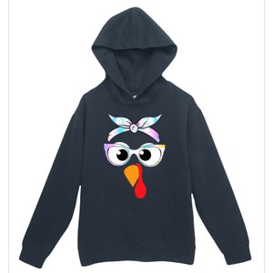 Turkey With Glasses Tie Dye Thanksgiving Turkey Face Gift Urban Pullover Hoodie