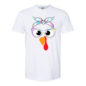 Turkey With Glasses Tie Dye Thanksgiving Turkey Face Gift Softstyle CVC T-Shirt