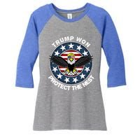 Trump Won Gift Trump Merica Gift Funny Cool Gift Women's Tri-Blend 3/4-Sleeve Raglan Shirt