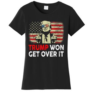 Trump Won Get Over It Patriotic Pro Trump Anti Kamala Funny Women's T-Shirt