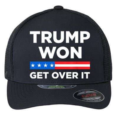 Trump Won Get Over It 2024 Donald Trump Won 2024 Flexfit Unipanel Trucker Cap