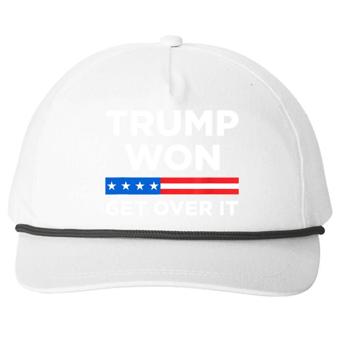 Trump Won Get Over It 2024 Donald Trump Won 2024 Snapback Five-Panel Rope Hat