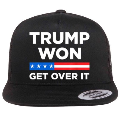 Trump Won Get Over It 2024 Donald Trump Won 2024 Flat Bill Trucker Hat