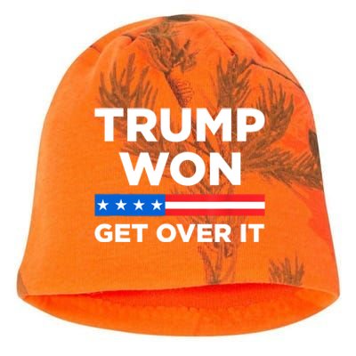 Trump Won Get Over It 2024 Donald Trump Won 2024 Kati - Camo Knit Beanie